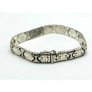 925 Sterling Silver Italy Fancy Link Bracelet 7 1/2" Stamped & Tested 18.29 G